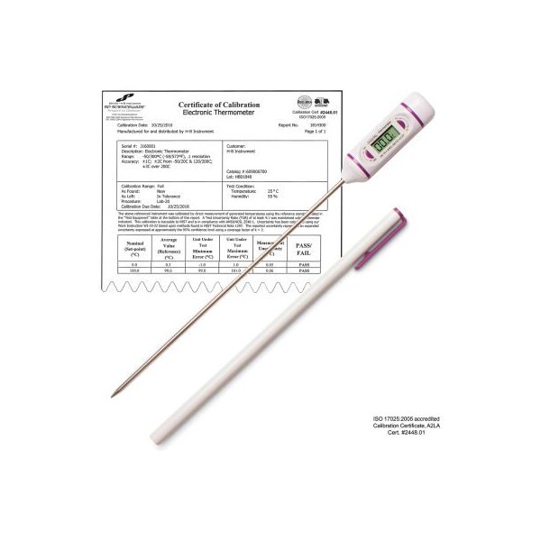 Bel-Art H-B DURAC Calibrated Electronic Stainless Steel Stem Thermometer -50/300C 197mm 7.75 in. Probe 609001500 - main